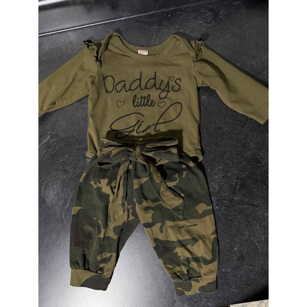 Baby Girls 3pc Camo Bundle Outfit Set 6-9M Mama's Bestie Hoodie Bodysuit Cute - Picture 7 of 13